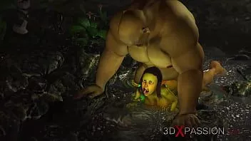 play Femeie înfiorată de spiriduș arwen și căpcăun monstru verde în pădurea fermecată